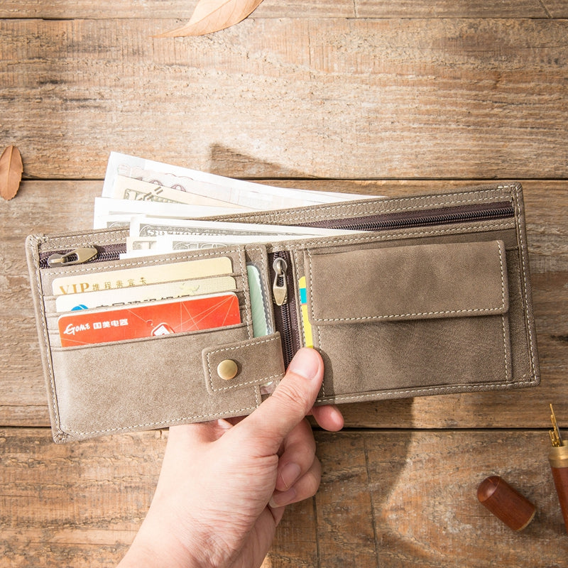 Portefeuille en cuir véritable ancien fait main