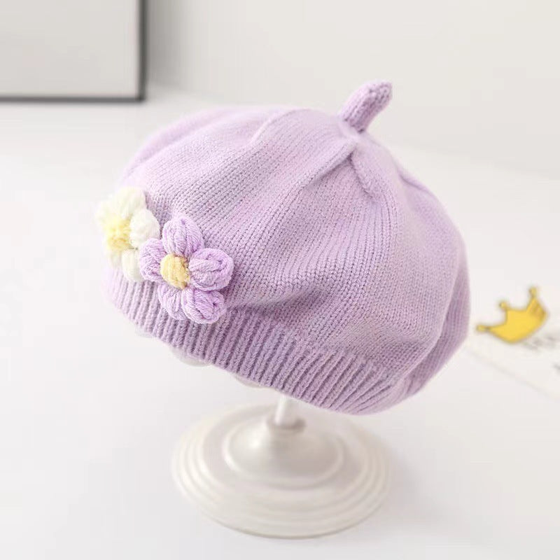 Béret bébé fille Béret tricoté en laine