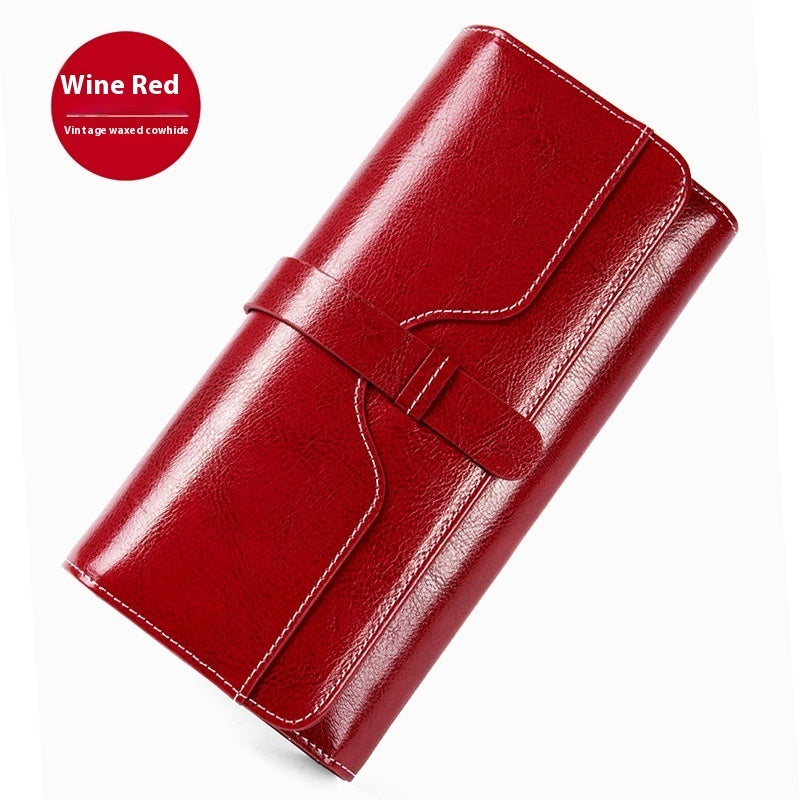 Portefeuille femme à trois volets en cuir
