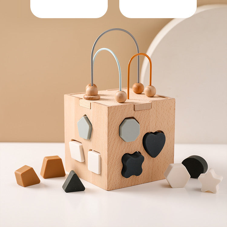 Blocs de puzzle en bois perforés pour bébés