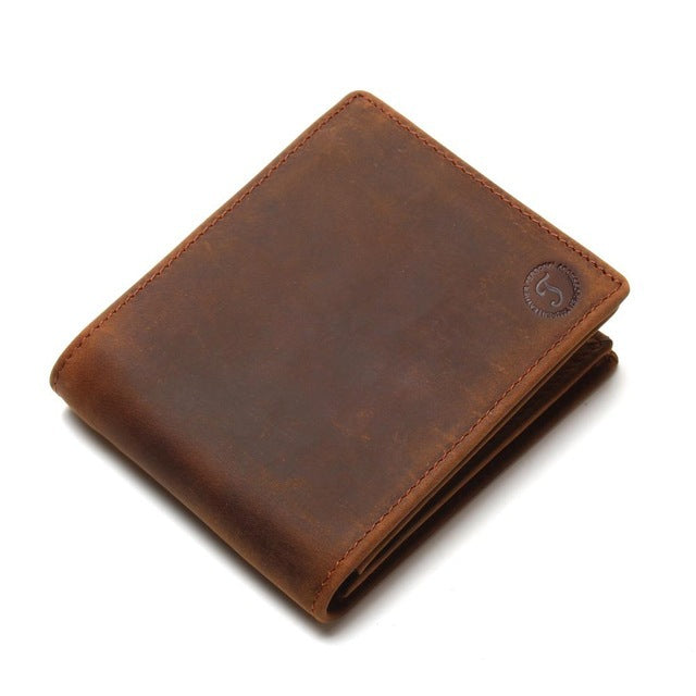 Portefeuille pour hommes en cuir véritable, court, vertical et anti-vol par balayage