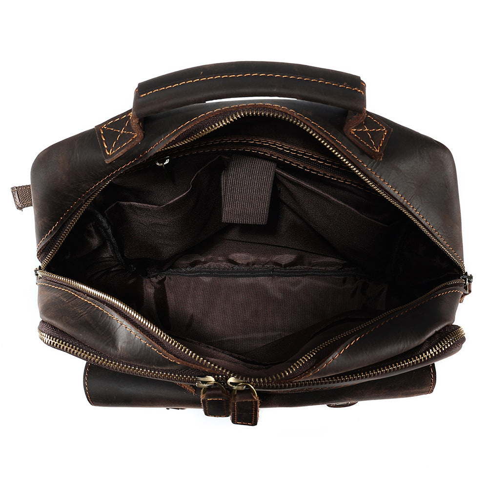 Sac à dos rétro en cuir Crazy Horse pour homme