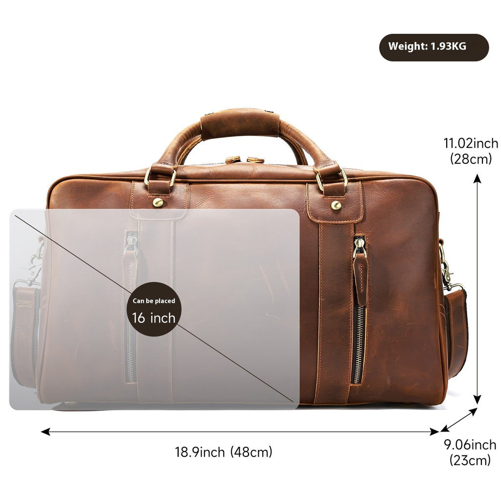 Sac de voyage rétro pour courtes distances, en cuir, pour homme