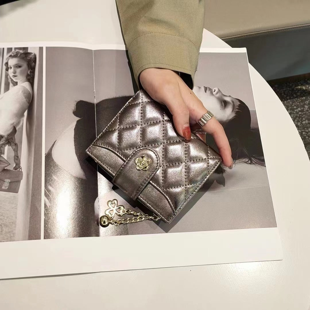 Portefeuille court pour femmes à double compartiment en cuir