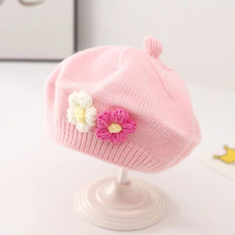 Béret bébé fille Béret tricoté en laine