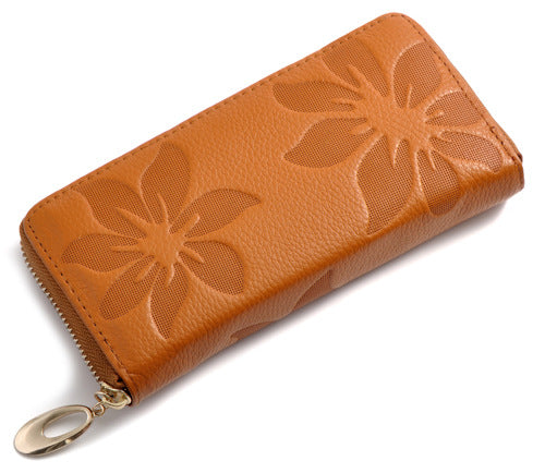 Portefeuille long pour femme en cuir