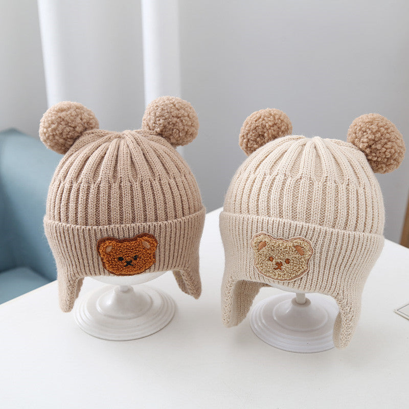 Bonnet chaud cache-oreilles en laine tricoté