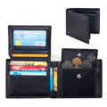 Portefeuille trifold en cuir de vachette doux pour hommes