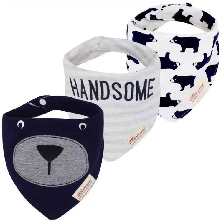 Bavoir en forme de double triangle pour bébé, serviettes à salive pour enfants, pack de 3
