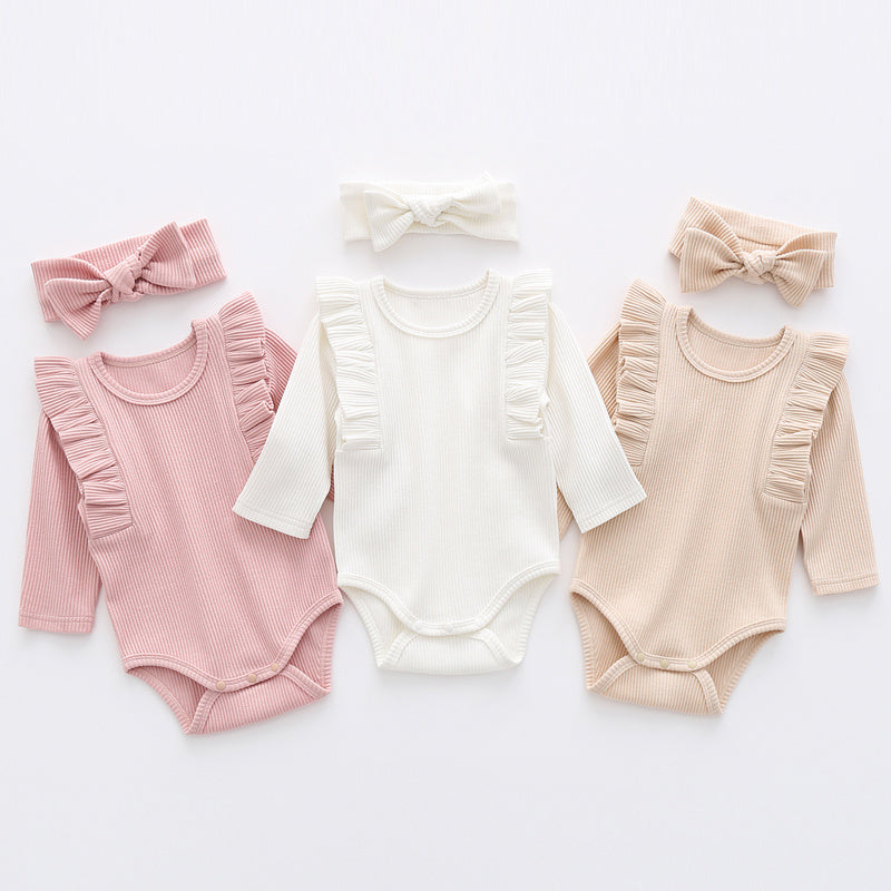 Body triangle à manches longues pour bébé avec volants