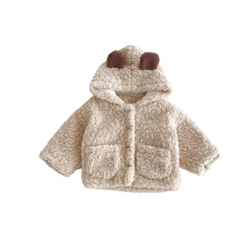 Manteau épais et chaud pour tout-petits avec oreilles d'ours en peluche