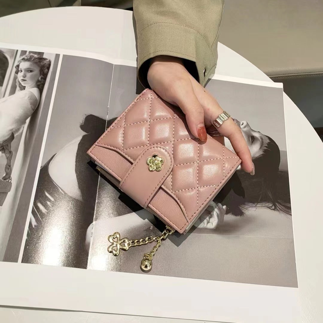 Portefeuille court pour femmes à double compartiment en cuir