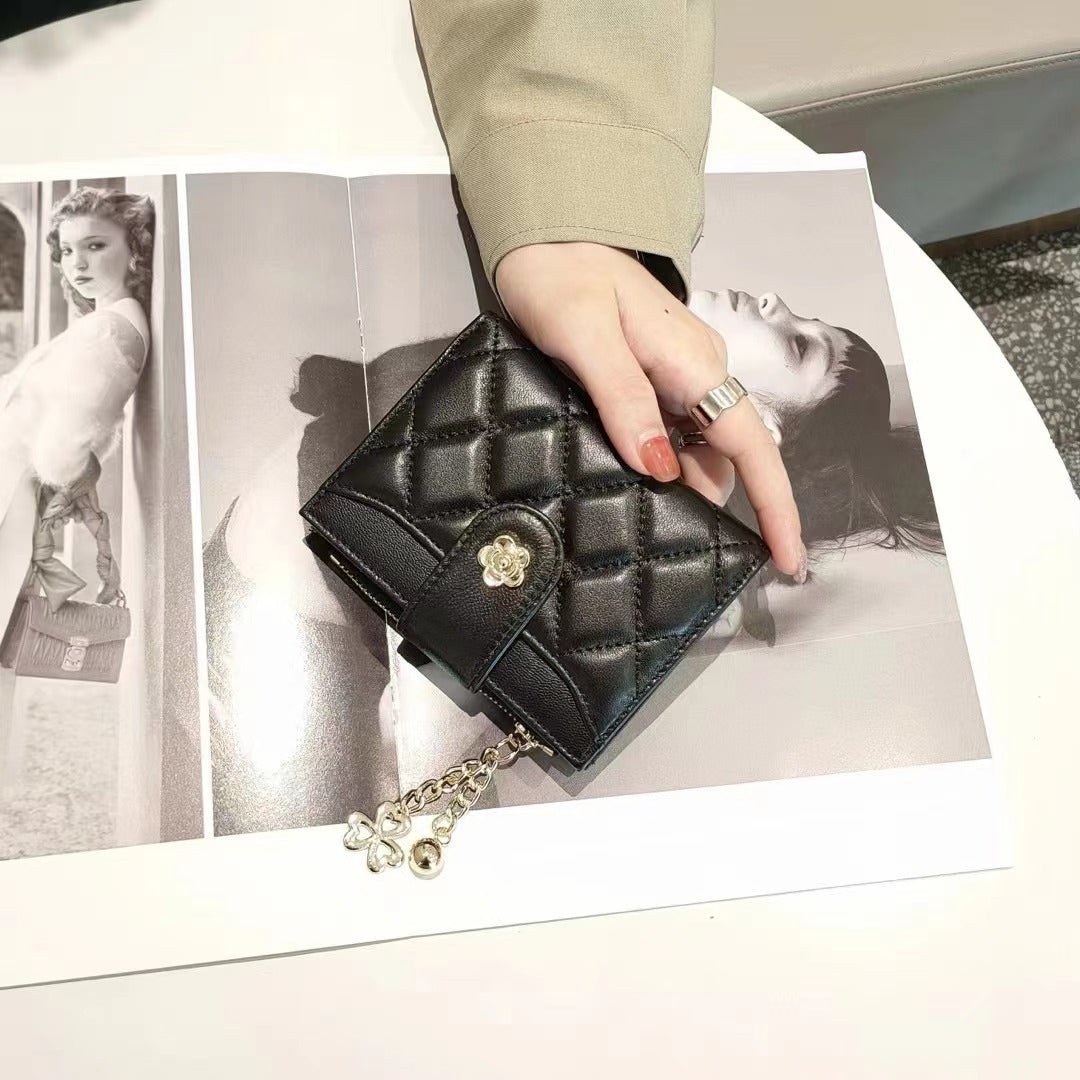 Portefeuille court pour femmes à double compartiment en cuir
