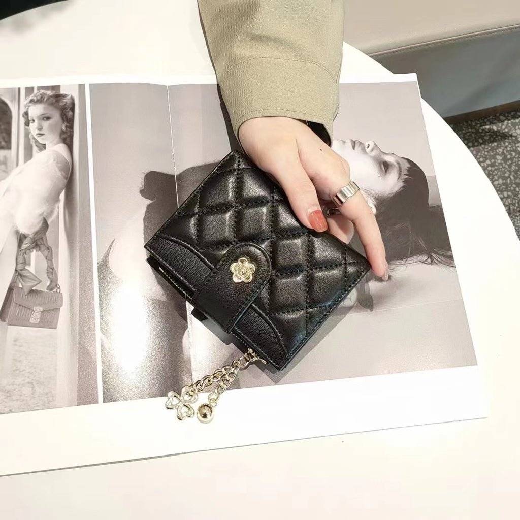 Portefeuille court pour femmes à double compartiment en cuir