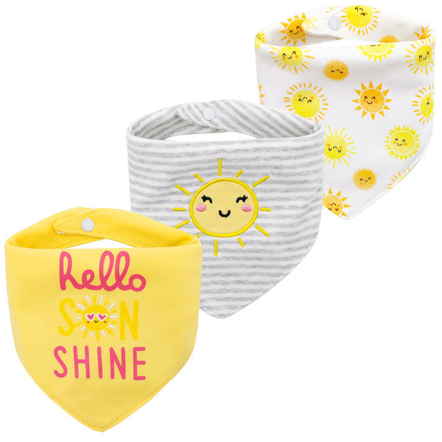 Bavoir en forme de double triangle pour bébé, serviettes à salive pour enfants, pack de 3