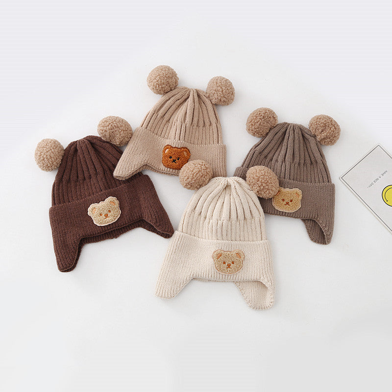 Bonnet chaud cache-oreilles en laine tricoté