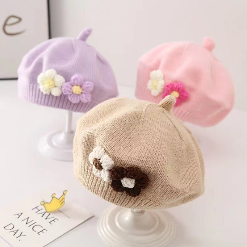Béret bébé fille Béret tricoté en laine