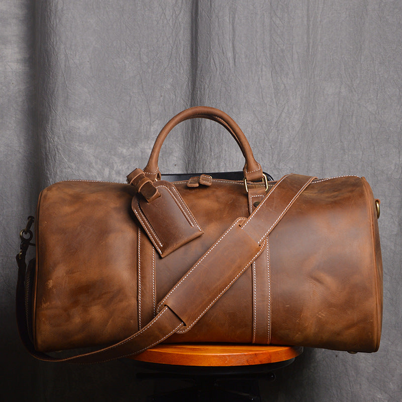 Sac de voyage portable grande capacité pour homme, en cuir rétro