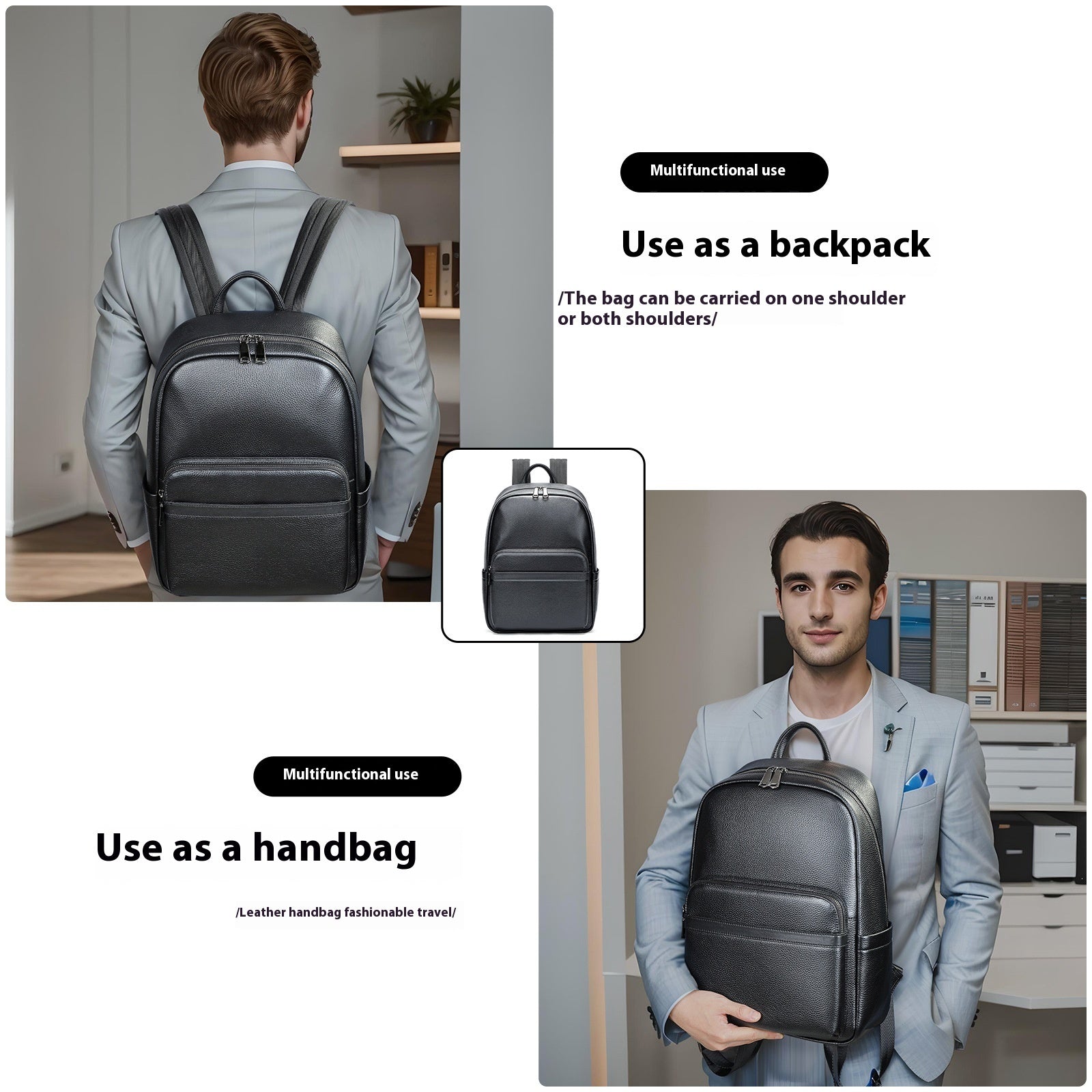 Sac à dos professionnel en cuir grande capacité pour homme