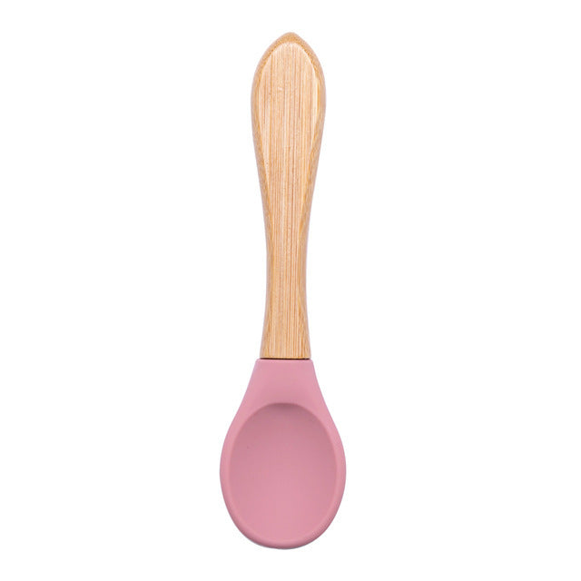 Cuillère en silicone et bois