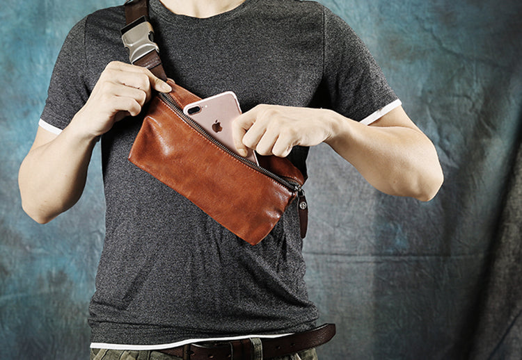 Sac bandoulière décontracté pour homme en cuir