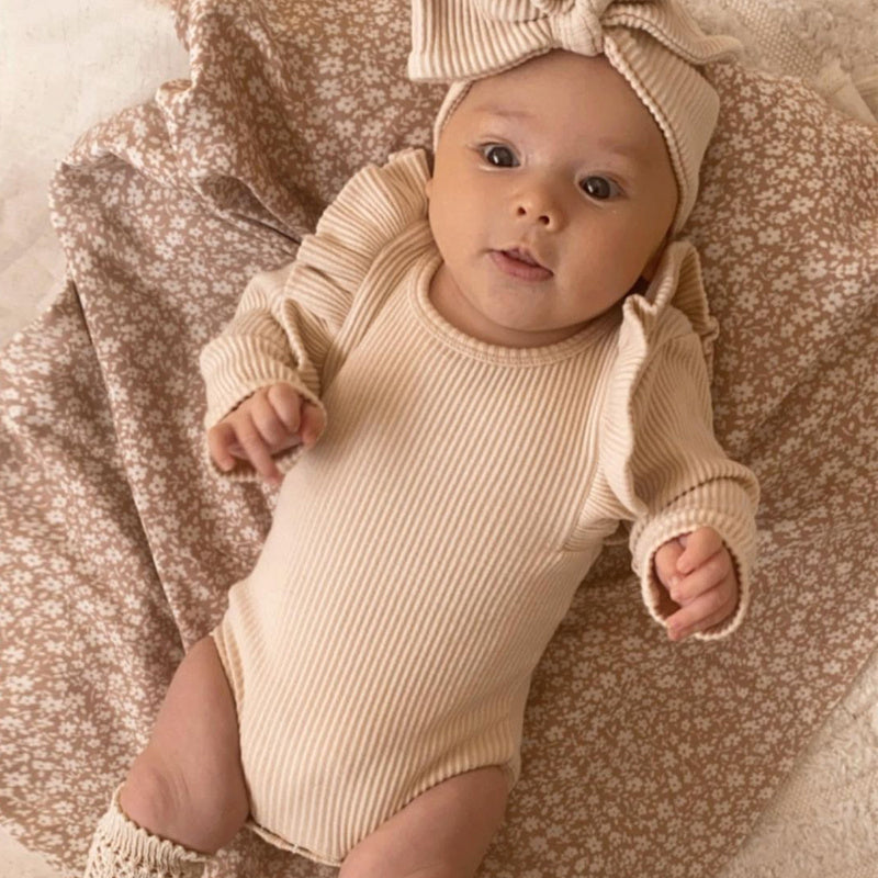 Body triangle à manches longues pour bébé avec volants
