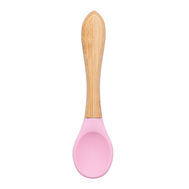 Cuillère en silicone et bois