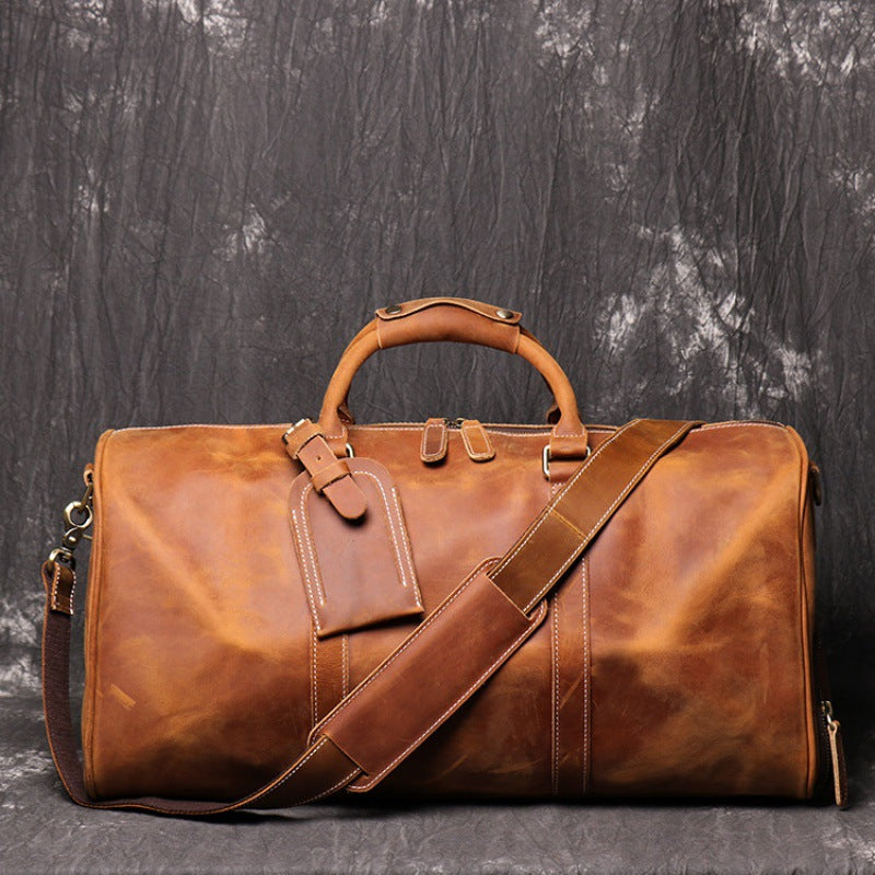 Sac de voyage portable grande capacité pour homme, en cuir rétro