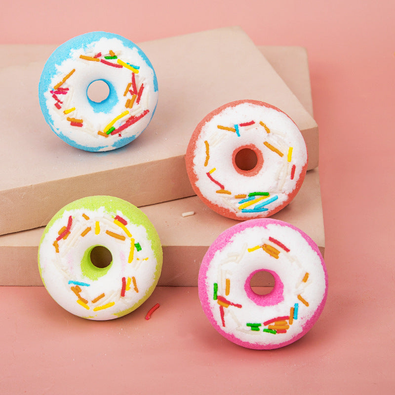 Bombe de bain en forme de donuts de fleurs séchées Explosion Sel de bain Sel de bain à l'huile d'aromathérapie