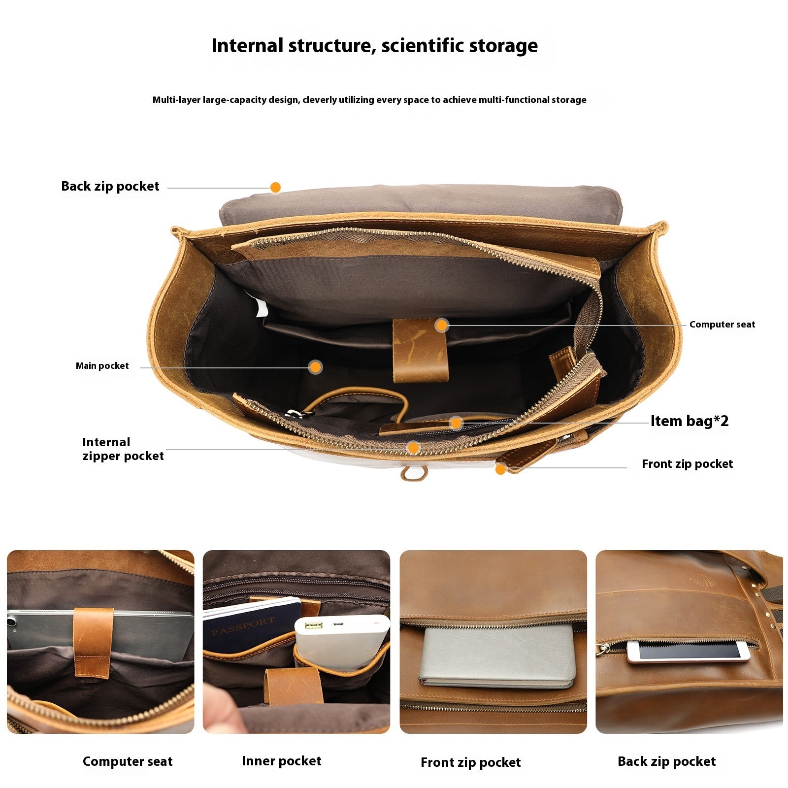Sac à dos d'extérieur en cuir