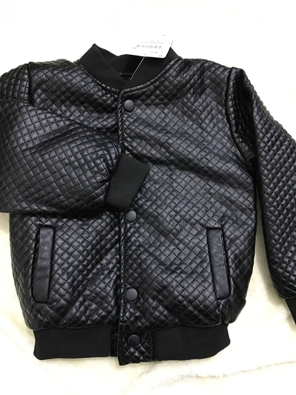 Veste en cuir PU à col rond