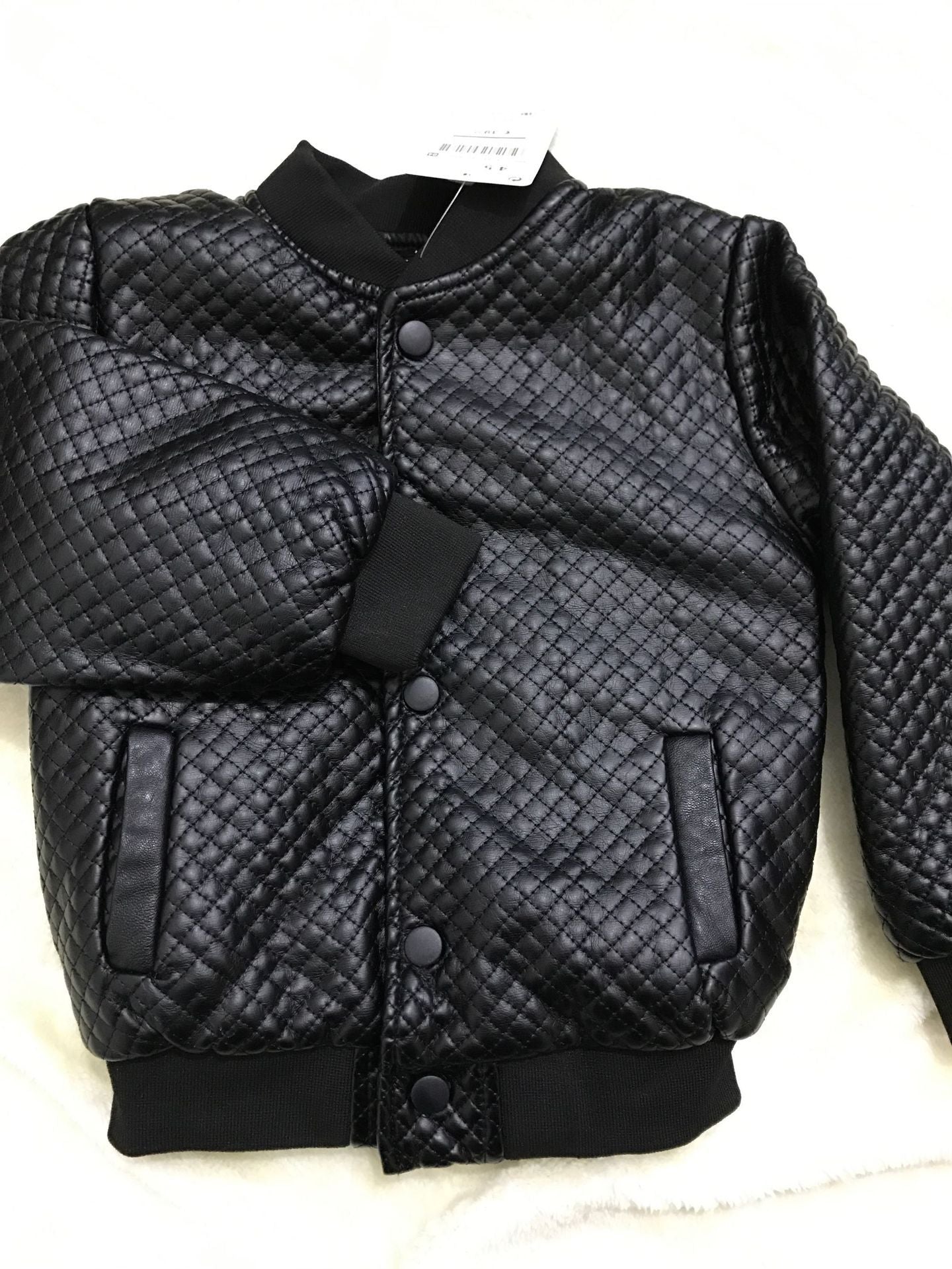 Veste en cuir PU à col rond