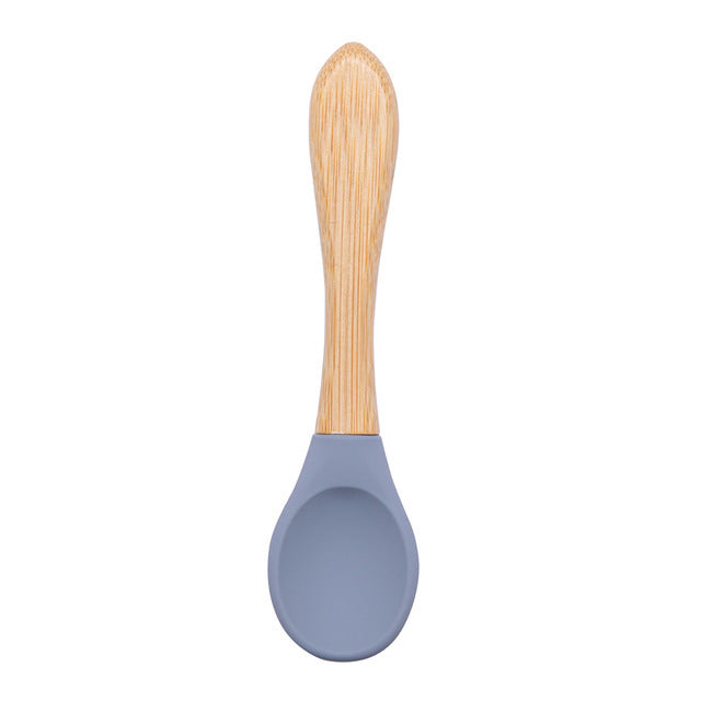 Cuillère en silicone et bois