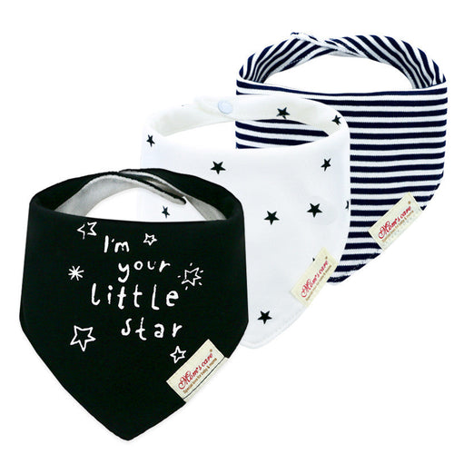 Bavoir en forme de double triangle pour bébé, serviettes à salive pour enfants, pack de 3