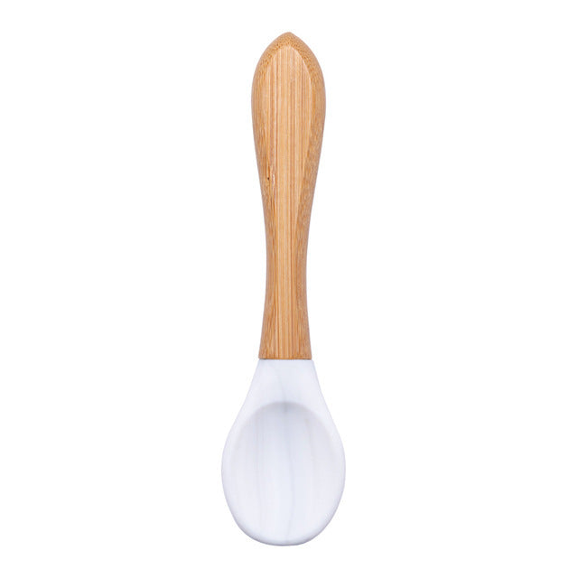 Cuillère en silicone et bois