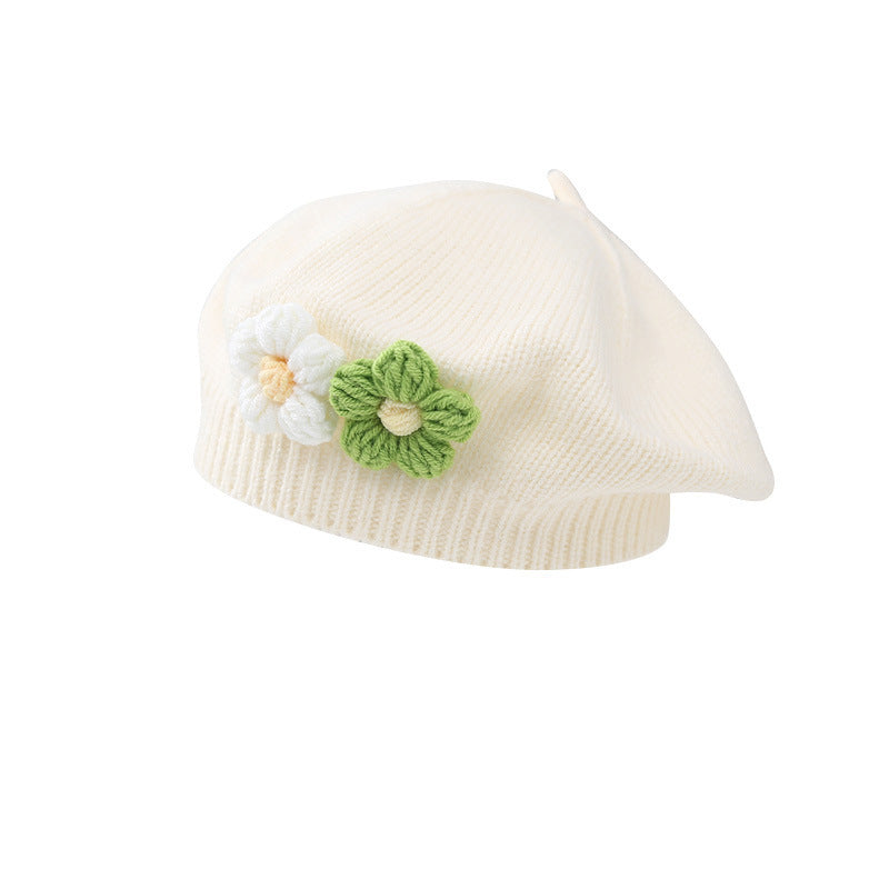 Béret bébé fille Béret tricoté en laine