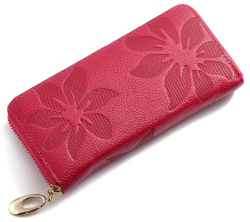 Portefeuille long pour femme en cuir