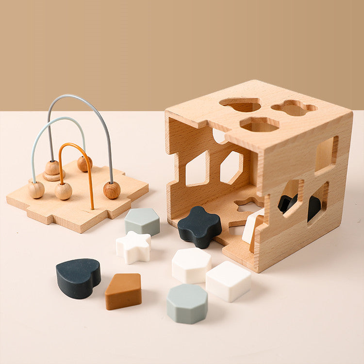 Blocs de puzzle en bois perforés pour bébés