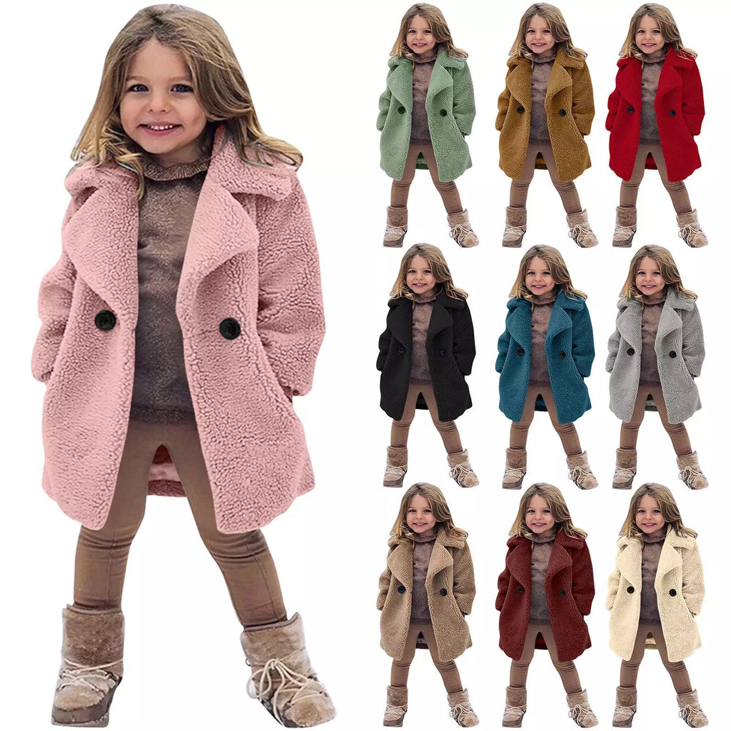 Trench-coat uni à revers tendance pour fille