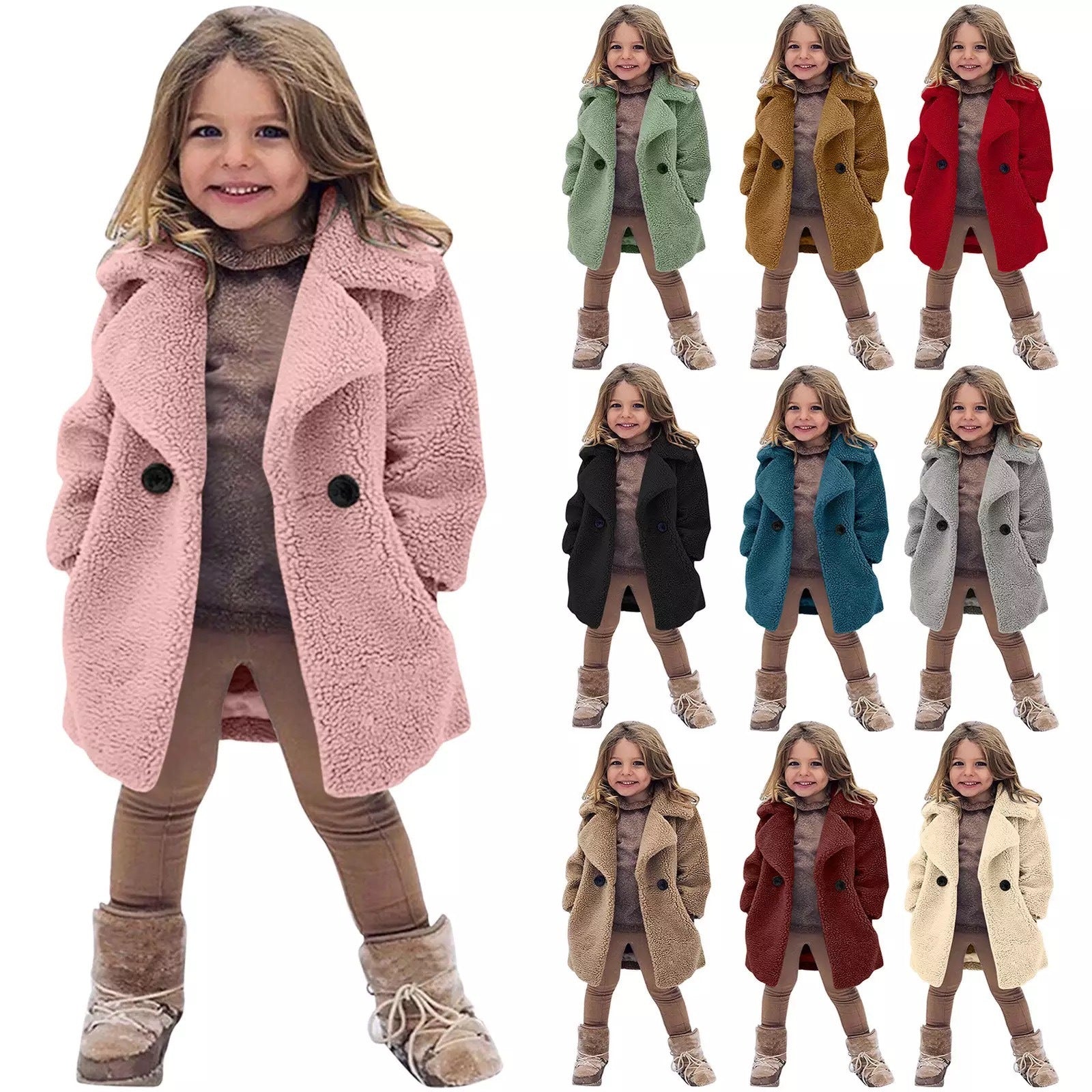 Trench-coat uni à revers tendance pour fille