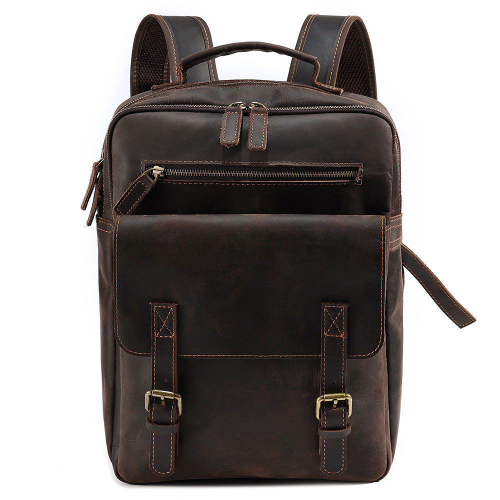 Sac à dos rétro en cuir Crazy Horse pour homme