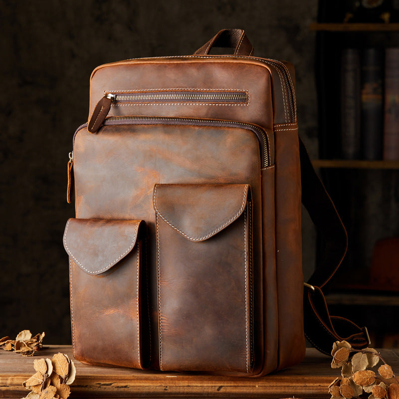 Sac à dos pour homme en cuir Crazy Horse fait main