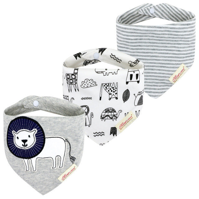 Bavoir en forme de double triangle pour bébé, serviettes à salive pour enfants, pack de 3