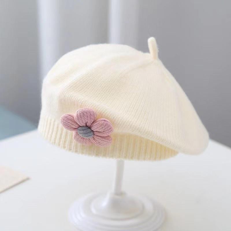 Béret bébé fille Béret tricoté en laine