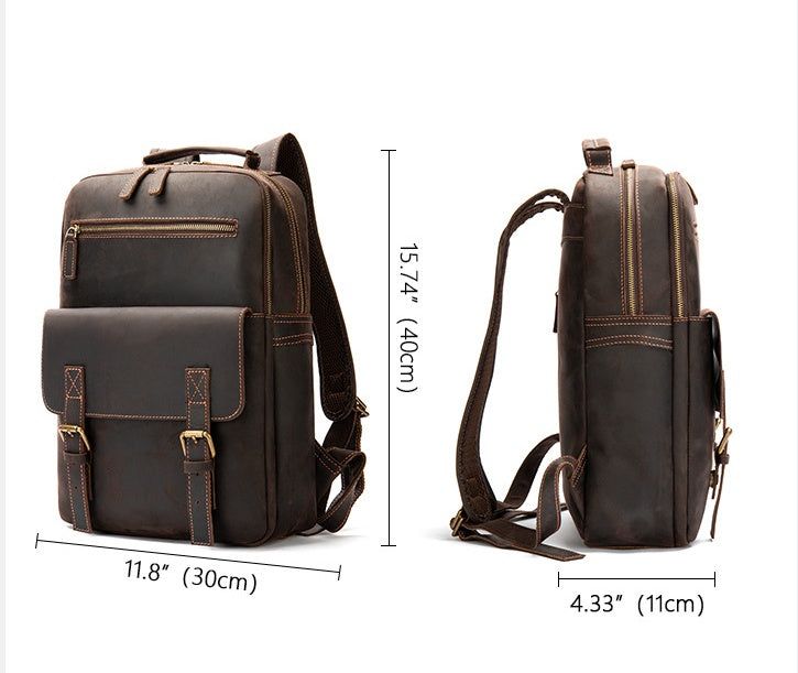 Sac à dos rétro en cuir Crazy Horse pour homme