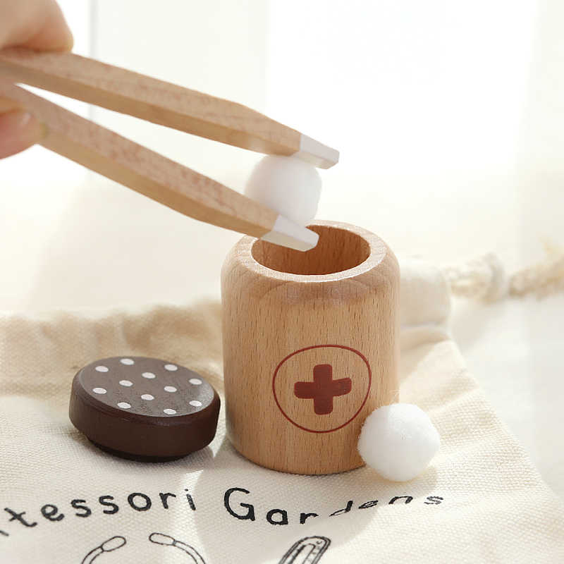 Jeu en bois massif pour enfants, simulation docteur/infirmière avec stéthoscope