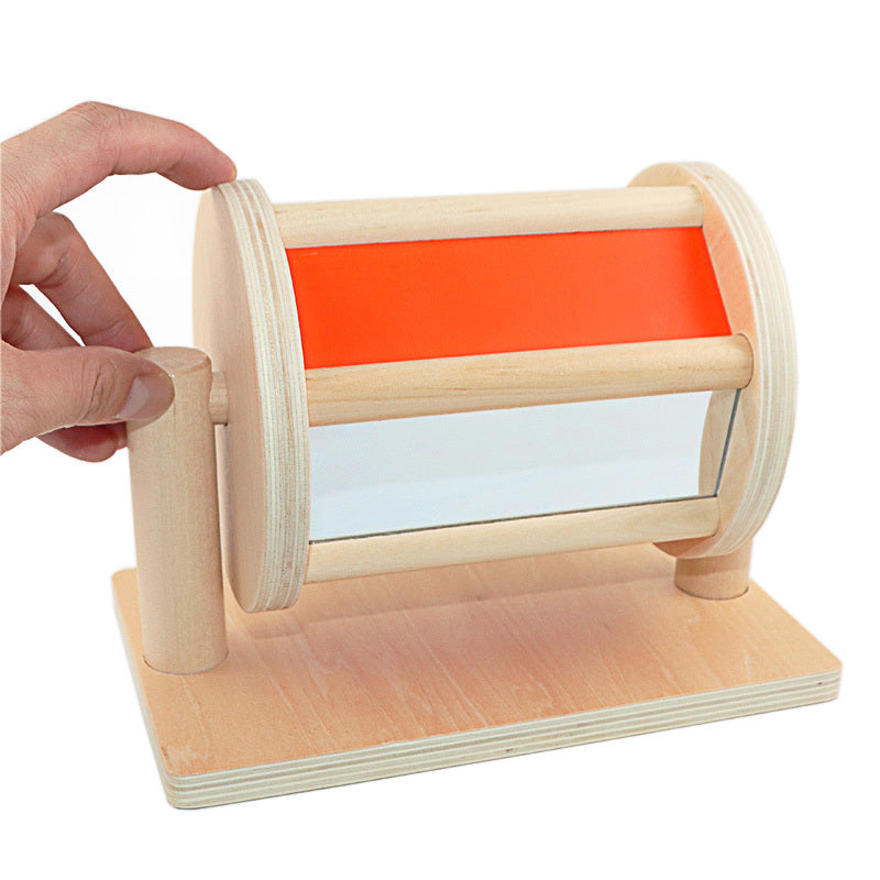 Miroir en bois, tambour en tissu, matériel pédagogique Montessori pour l'éducation préscolaire