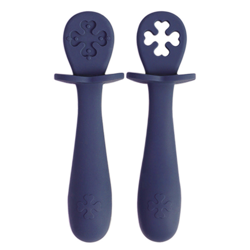 Cuillère simple en silicone pour bébé de couleur pure