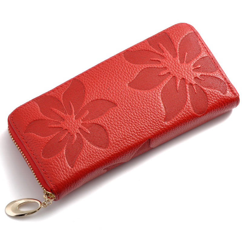 Portefeuille long pour femme en cuir